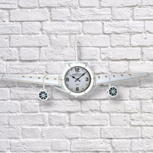 White Industrial Aeroplane Clock