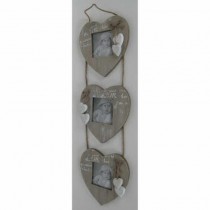 Vintage Wood Large 3 Hearts Photo Hanger