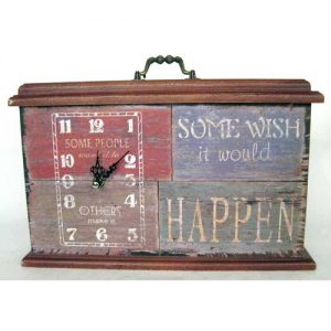 Vintage Wood Cupboard with Clock