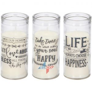 Vintage Candles in Glass with Quotes