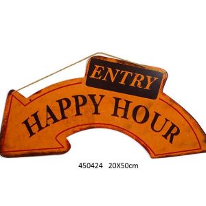 Vintage Happy Hour Metal Sign