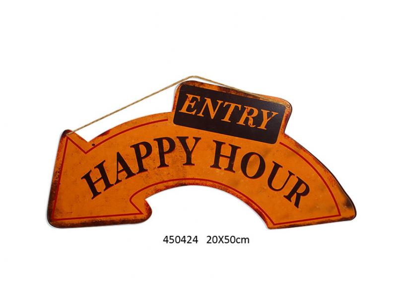 Vintage Happy Hour Metal Sign