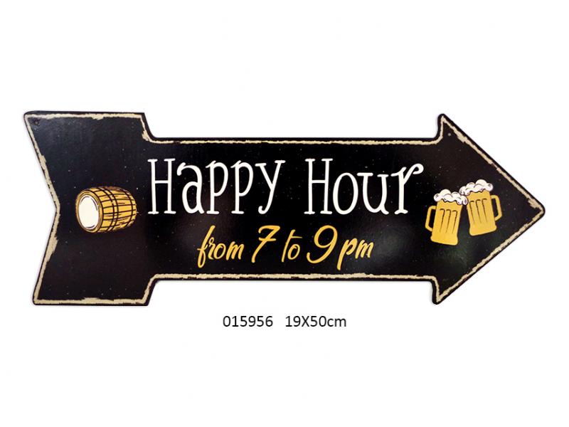 Metal Tin Happy Hour Sign