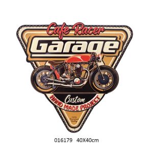 Metal Tin Embossed Moto Garage Sign