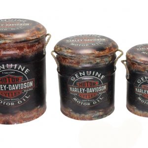 Harley Davidson - 3 Metal Storage Stools Set price 179 euro 3 pcs