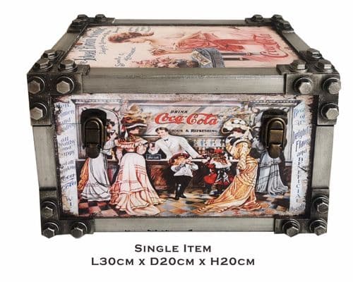 Vintage Cola Single 30cm Metal Effect Strapped Trunk