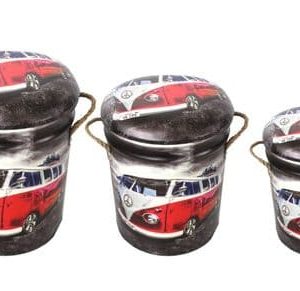 Set Of 3 Metal Stools Camper