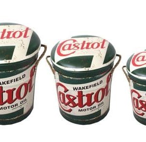 Set Of 3 Metal Stools Castrol