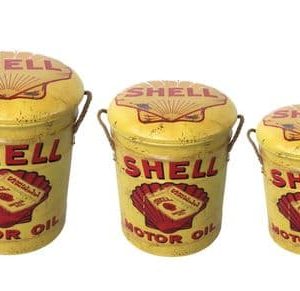 Set Of 3 Metal Stools Shell