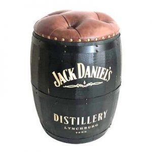 Jack D Dark Wooden Whisky Barrel Storage Stool