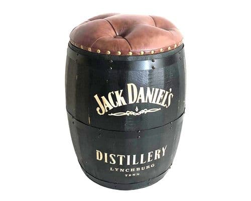 Jack D Dark Wooden Whisky Barrel Storage Stool
