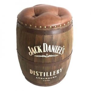 Jack D Wooden Whisky Barrel Storage Stool