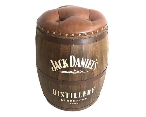 Jack D Wooden Whisky Barrel Storage Stool