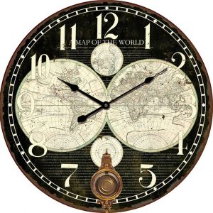 WOOD ROUND CLOCK W / PENDULUM SOLD OUT
