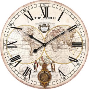 WOOD ROUND CLOCK W / PENDULUM SOLD OUT