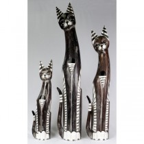 SET OF 3 WOOD STRIPED CATS DESIGNS
