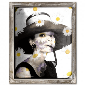 Audrey Flowers By Mad Dog 48cm x 48cm Wood Frame metal art