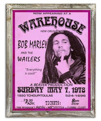 Bob Marley Vintage 44cm x 34cm Wood Framed Metal Art