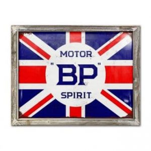 BP Motor Oil 44cm x 34cm Wood Framed Metal Art