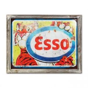 Esso 44cm x 34cm Wood Framed Metal Art