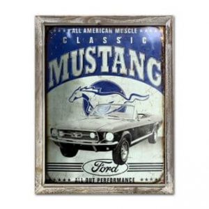Mustang Vintage 44cm x 34cm Wood Framed Metal Art