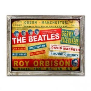 The Beatles 44cm x 34cm Wood Framed Metal Art