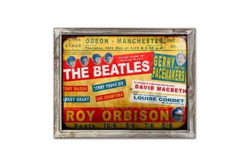 The Beatles 44cm x 34cm Wood Framed Metal Art