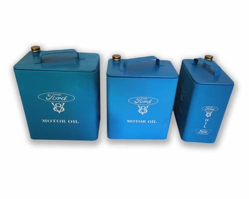 Ford Oil Can Metal Box Storage Set Of 3