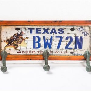 METAL HANGER TIN 3 HOOKS ROUTE 66 & TEXAS