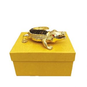 CROCODILE METAL GOLD BLACK JEWEL BOX