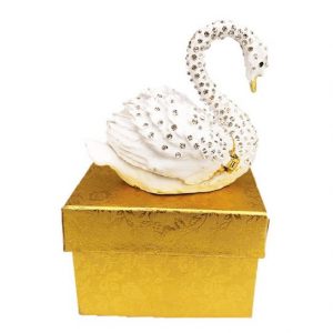 SWAN WHITE METAL JEWEL BOX 