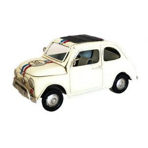 WHITE FIAT 500 METAL CAR