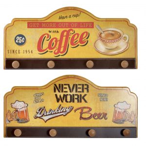 WOOD BOARD 4 HANGERS  DESIGN COFFEE in stock