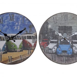 VINTAGE WOOD DESIGN WALL CLOCK CITROEN 2 CV MODEL
