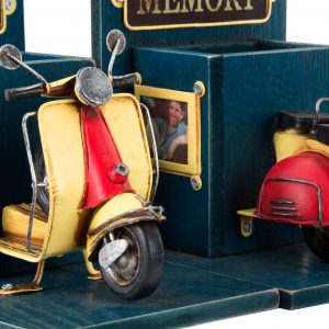 WOOD METAL ART BOOK ENDS MOTORCYCLE DESIGN