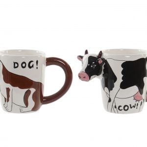 CERAMIC ART DESIGN MUGS COW & DOG