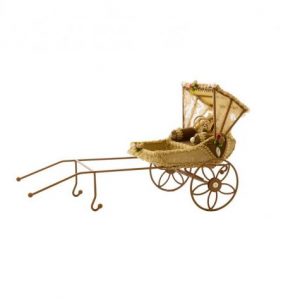 WOOD ART BEIGE CARRIAGE JEWELERY BOX