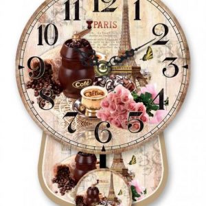 WALL CLOCK WOOD PENDULUM PARIS DESIGN 