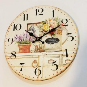 WALL CLOCK WOOD VINTAGE STYLE GARDENING PLEASURES