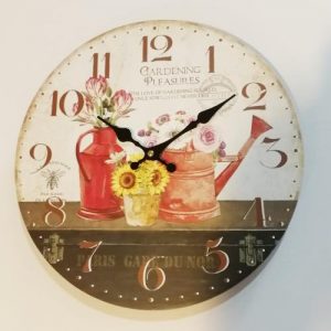 WALL CLOCK WOOD VINTAGE STYLE GARDENING PLEASURES