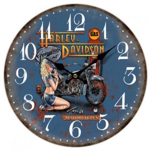 HARLEY DAVIDSON VINTAGE WOOD WALL CLOCK