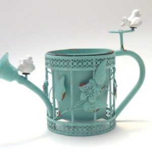 HOME & GARDEN AWESOME METAL WATER POT WITH CERAMIC BIRDS DESIGN