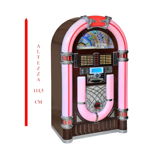 JUKE BOX TURNTABLE RADIO CD / MP3 PLAYER USB SD REC MULTICOLOR LIGHTING