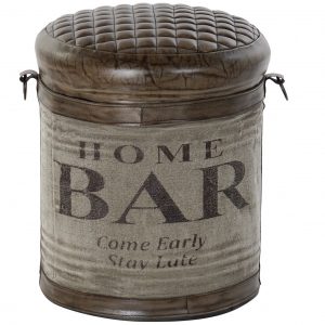 FOOTREST LEATHER & CANVAS BAR TOP BROWN
