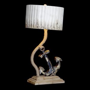 TABLE LAMP XXL WOOD & ROPE ANCHOR AGED WHITE