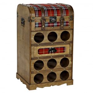 WOOD WINE RACK WITH DRAWERS & STORAGE / SCOTTISH STYLE