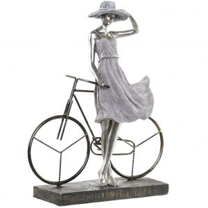 Figurine resin metal awesome work of art. Lady & Bike