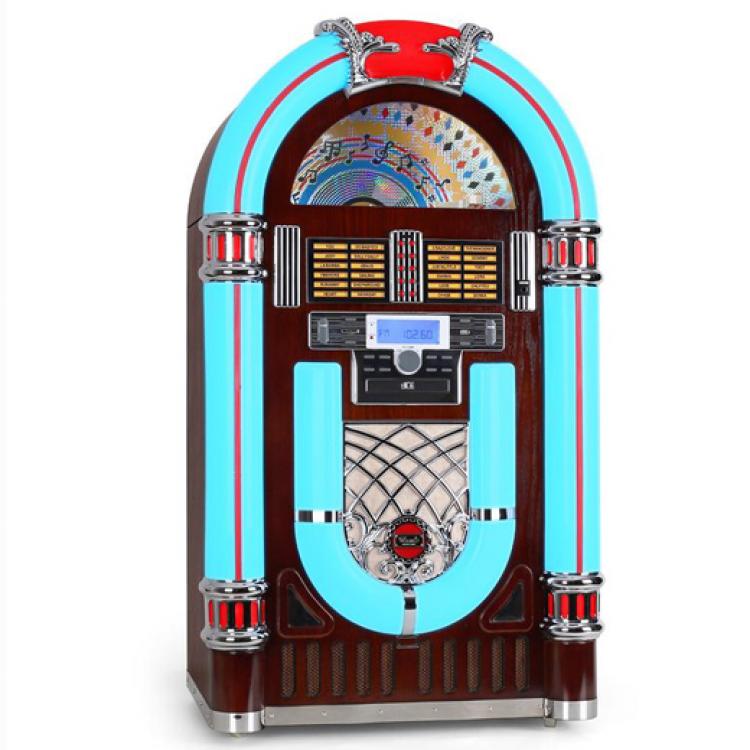 JUKE BOX TURNTABLE RADIO CD / MP3 PLAYER USB SD REC MULTICOLOR LIGHTING - Image 2