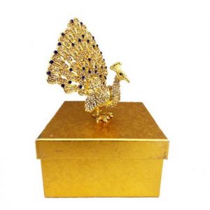 AWESOME DESIGN PEACOCK METAL GOLD / BLUE JEWEL BOXES