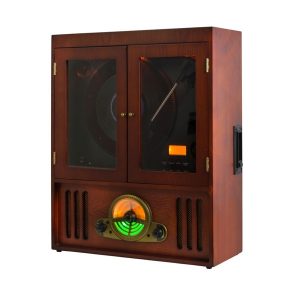 WOOD VINTAGE CABINET HIFI SYSTEM VINYL CD USB RADIO CASSETTE SD CARD